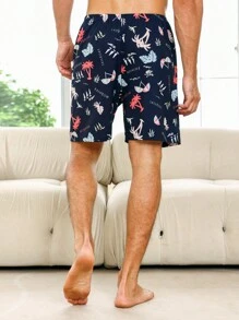 男士熱帶圖案睡衣短褲 - 彩色 - 查看 2