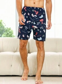 男士熱帶圖案睡衣短褲 - 彩色 - 查看 3