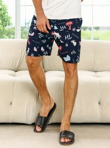 男士熱帶圖案睡衣短褲 - 彩色 - 查看 5