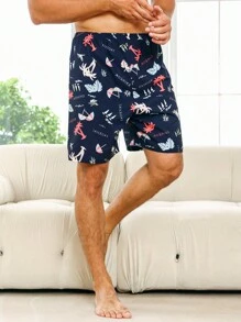 男士熱帶圖案睡衣短褲 - 彩色 - 查看 6