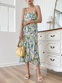 DAZY 植物圖案吊帶連衣裙 - 彩色 - 查看 3