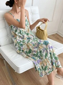 DAZY 植物圖案吊帶連衣裙 - 彩色 - 查看 7