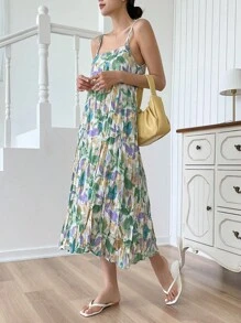 DAZY 植物圖案吊帶連衣裙 - 彩色 - 查看 8