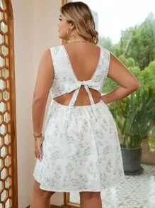 SHEIN VCAY 大碼印花深V領洋裝 - 彩色 - 查看 2