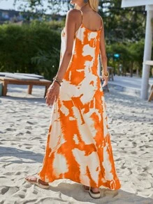 SHEIN VCAY Tie Dye Cami Dress - Burnt Orange - View 2