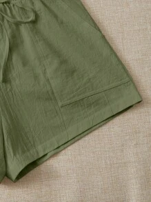 SHEIN EZwear Shorts de cintura con cordón con bolsillo oblicuo
