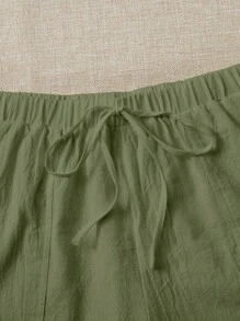 SHEIN EZwear Shorts de cintura con cordón con bolsillo oblicuo