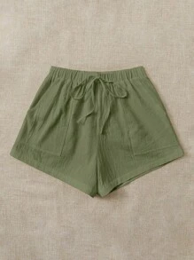 SHEIN EZwear Shorts de cintura con cordón con bolsillo oblicuo