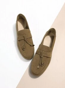 金屬和結飾平底樂福鞋 - 摩卡棕 - 查看 3