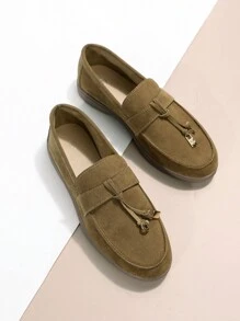 金屬和結飾平底樂福鞋 - 摩卡棕 - 查看 5