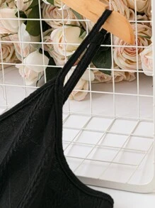 SHEIN Clasi Vestido de tirantes unicolor - Negro - Ver 4