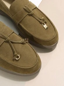 金屬和結飾平底樂福鞋 - 摩卡棕 - 查看 7