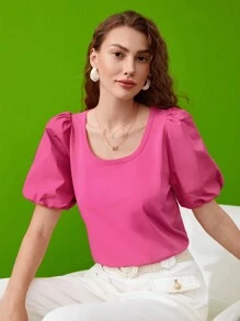 MOTF PREMIUM BALLOON SLEEVE T-SHIRT - Pink - View 5