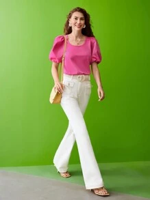 MOTF PREMIUM BALLOON SLEEVE T-SHIRT - Pink - View 4