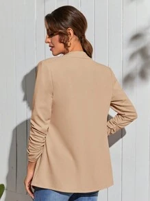 SHEIN Essnce Blazer Unicolore À Manches Froncées Ouvert