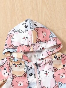 Đứa bé gái Đồ họa Hoạt hình Dây kéo mặt trước Áo trùm đầu Without Tee - Nhiều màu - Xem 3