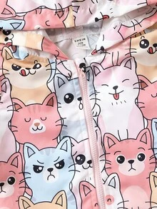 Đứa bé gái Đồ họa Hoạt hình Dây kéo mặt trước Áo trùm đầu Without Tee - Nhiều màu - Xem 4
