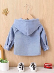 男嬰字母補丁細節前口袋連帽外套不帶T恤 - 藍色 - 查看 2