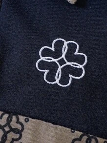 男嬰幾何圖案織帶拼接POLO衫和短褲 - 彩色 - 查看 5