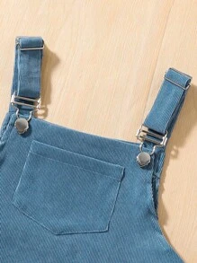 Sparklyn Tween Girl 1pc Patched Pocket Pinafore Dress - Dusty Blue - View 7