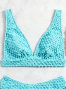 SHEIN Swim Top bikini unicolor de cuello V