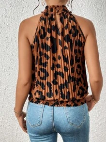 SHEIN Privé 滿版印花後鎖孔百褶襯衫 - 彩色 - 查看 2