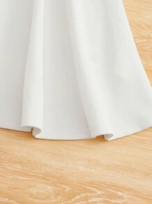 SHEIN Đầm bé gái Bất đối xứng Sò điệp màu trơn Giải trí - trắng - Xem 4
