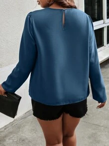 SHEIN Unity Plus Solid Plicated Detail Blouse Fall Cloth For Women