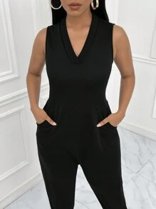 Slaydiva Chất rắn Túi nghiêng Áo liền quần Tank - màu đen - Xem 4