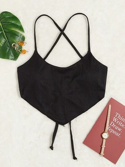 素色手帕下擺比基尼泳裝上衣