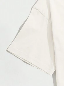 SHEIN EZwear Plus Slogan Graphic Drop Shoulder Tee - White - View 3