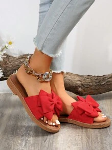 Bowknot Round Toe Slippers For Women, Fashionable Two-Wear Outdoor Sandals, Non-Slip Butterfly Decoration Slide Sandals