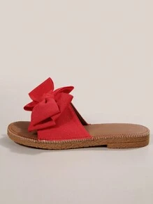 Bowknot Round Toe Slippers For Women, Fashionable Two-Wear Outdoor Sandals, Non-Slip Butterfly Decoration Slide Sandals