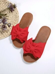 Bowknot Round Toe Slippers For Women, Fashionable Two-Wear Outdoor Sandals, Non-Slip Butterfly Decoration Slide Sandals