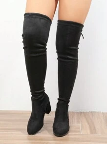 Giày bốt cao đến đầu gối cho nữ, giày bốt mùa đông thiết kế mỏng, đế dày mới, lót nhiệt và co giãn, cỡ cực lớn - màu đen - Xem 2