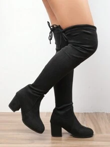 Giày bốt cao đến đầu gối cho nữ, giày bốt mùa đông thiết kế mỏng, đế dày mới, lót nhiệt và co giãn, cỡ cực lớn - màu đen - Xem 3
