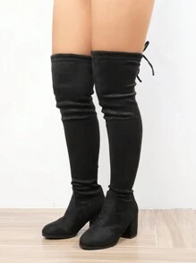 Giày bốt cao đến đầu gối cho nữ, giày bốt mùa đông thiết kế mỏng, đế dày mới, lót nhiệt và co giãn, cỡ cực lớn - màu đen - Xem 5