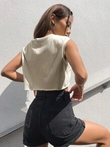 SHEIN EZwear Áo khoác và áo lót dành cho xe tăng nữ màu trơn Giải trí - Màu be - Xem 2