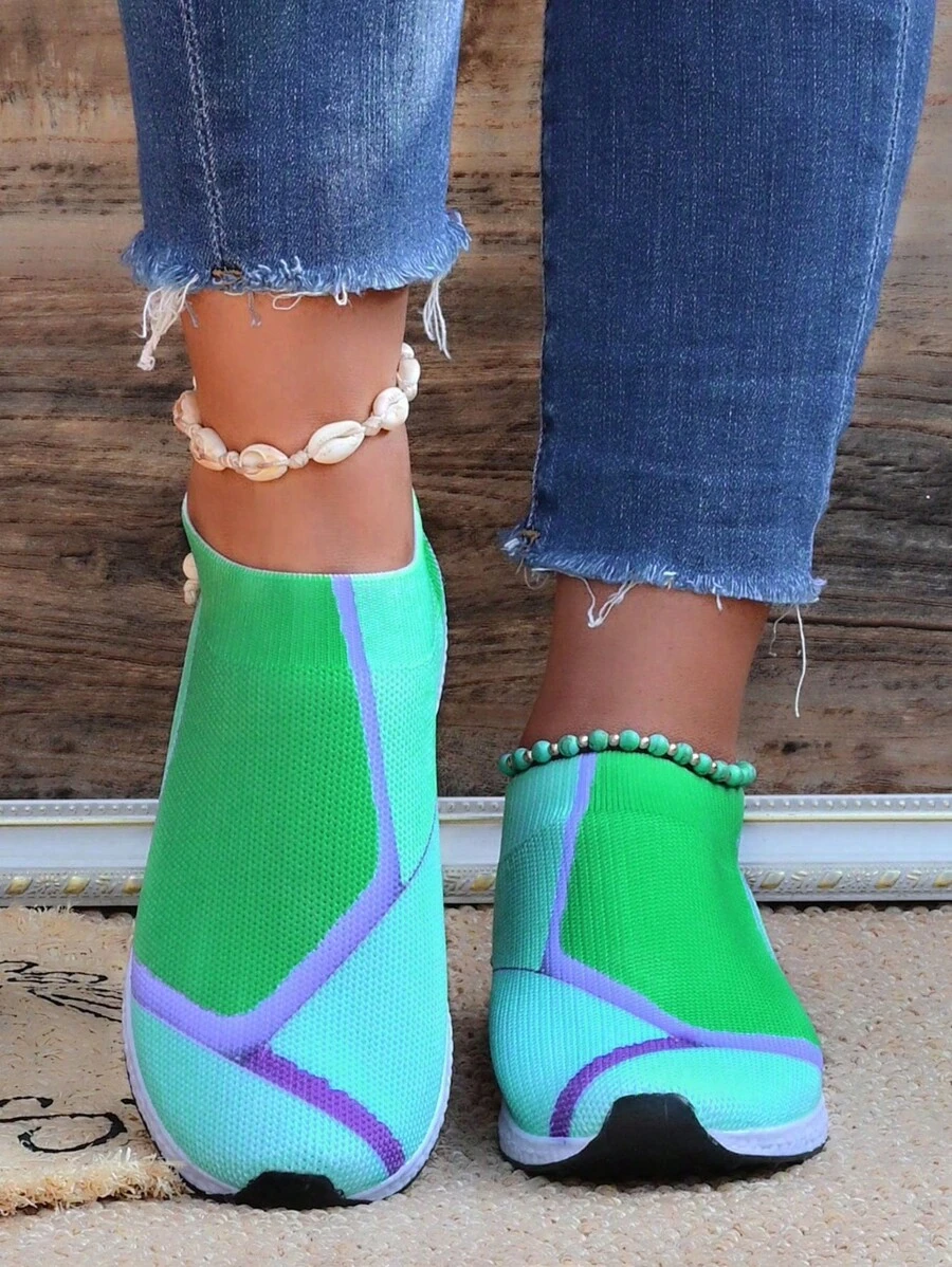 Giày thể thao cho nữ, Giày chạy bộ Colorblock Slip On - Nhiều màu - Xem 1