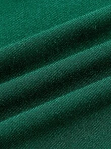 SHEIN EZwear Áo thun nữ Slogan Giải trí - Màu xanh lá cây đậm - Xem 4