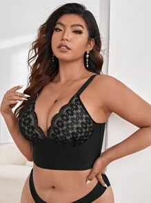 大碼蕾絲拼接貝殼邊無鋼圈內衣