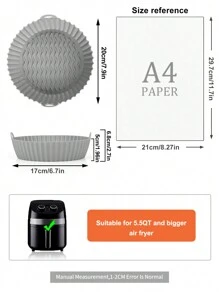 SHEIN Basic living 1pc 1.5L Practical Handle Silicone Air Fryer Basket, Solid Color Reusable Dishwasher Friendly Air Fryer Liner, Replacement Of Air Fryer Liner Liners Air Fryer Kitchen Air Fryer Liners Air Fryer Paper Airfryer Air Frier - Grey - View 8