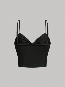 SHEIN MOD Twist Front Ruched Cami Top - Black - View 2