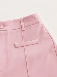 SHEIN MOD Pantalones rectos unicolor - Rosa Pálido - Ver 3