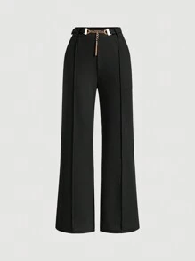 SHEIN MOD Solid Belted Suit Trousers