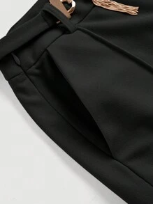 SHEIN MOD Solid Belted Suit Trousers