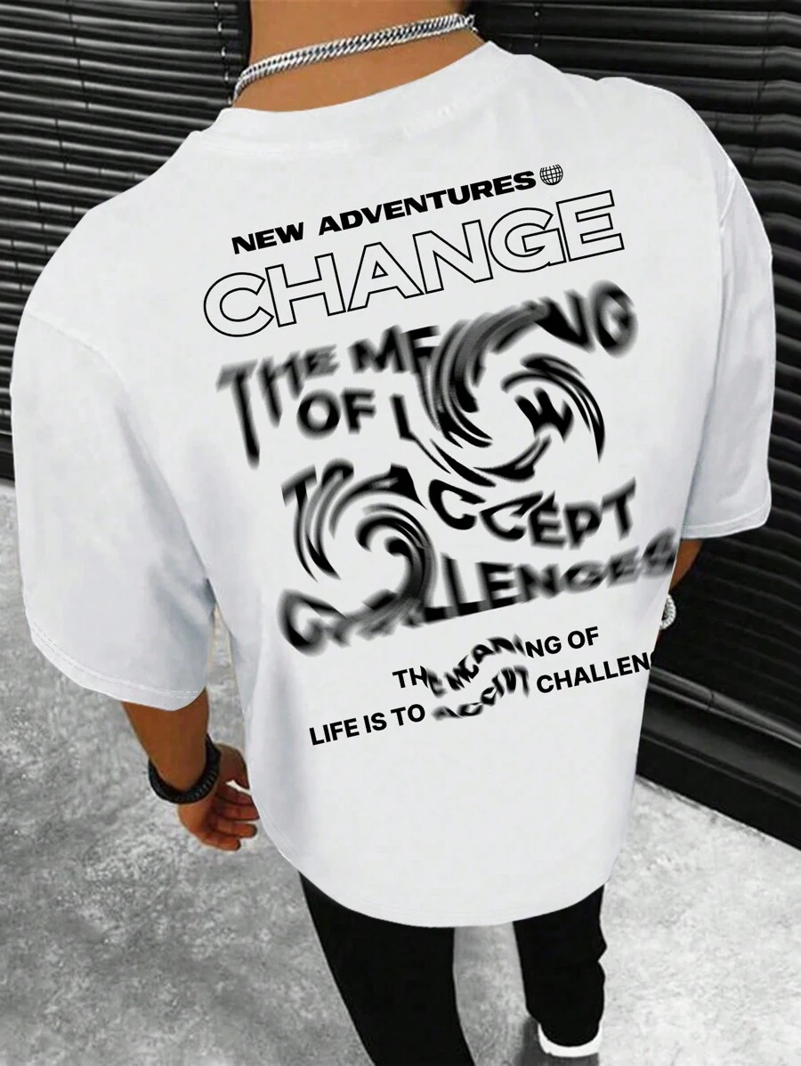 Manfinity Nam Áo thun Bông Đồ họa Khẩu hiệu - trắng - Xem 1