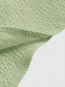 SHEIN MOD 素色胸部褶皺吊帶洋裝 - 青檸色 - 查看 4