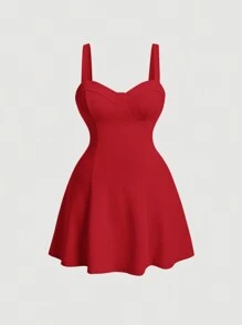 SHEIN MOD Plus Solid Cami Dress,Birthday Dresses For Women,Corset Dress For Women - Red - View 1