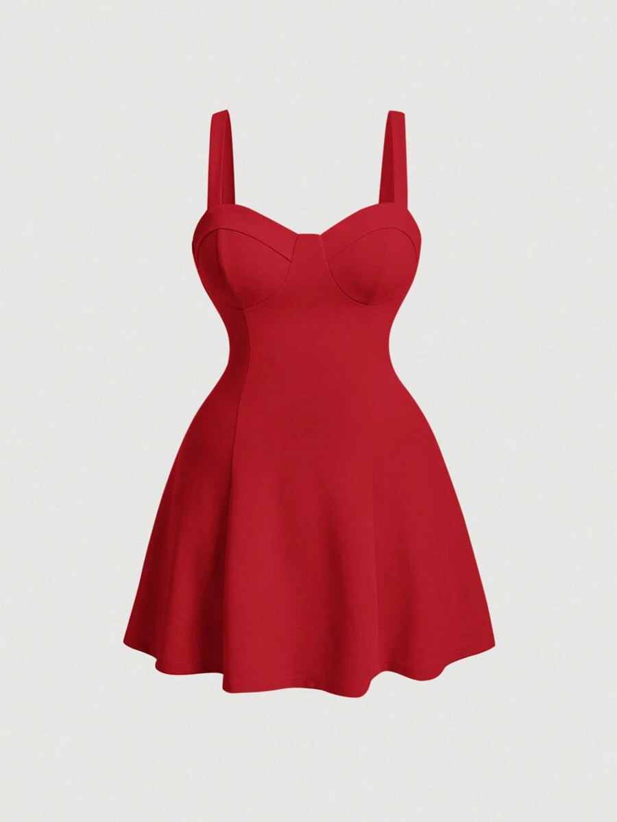 SHEIN MOD Plus Solid Cami Dress,Birthday Dresses For Women,Corset Dress For Women - Red - View 1